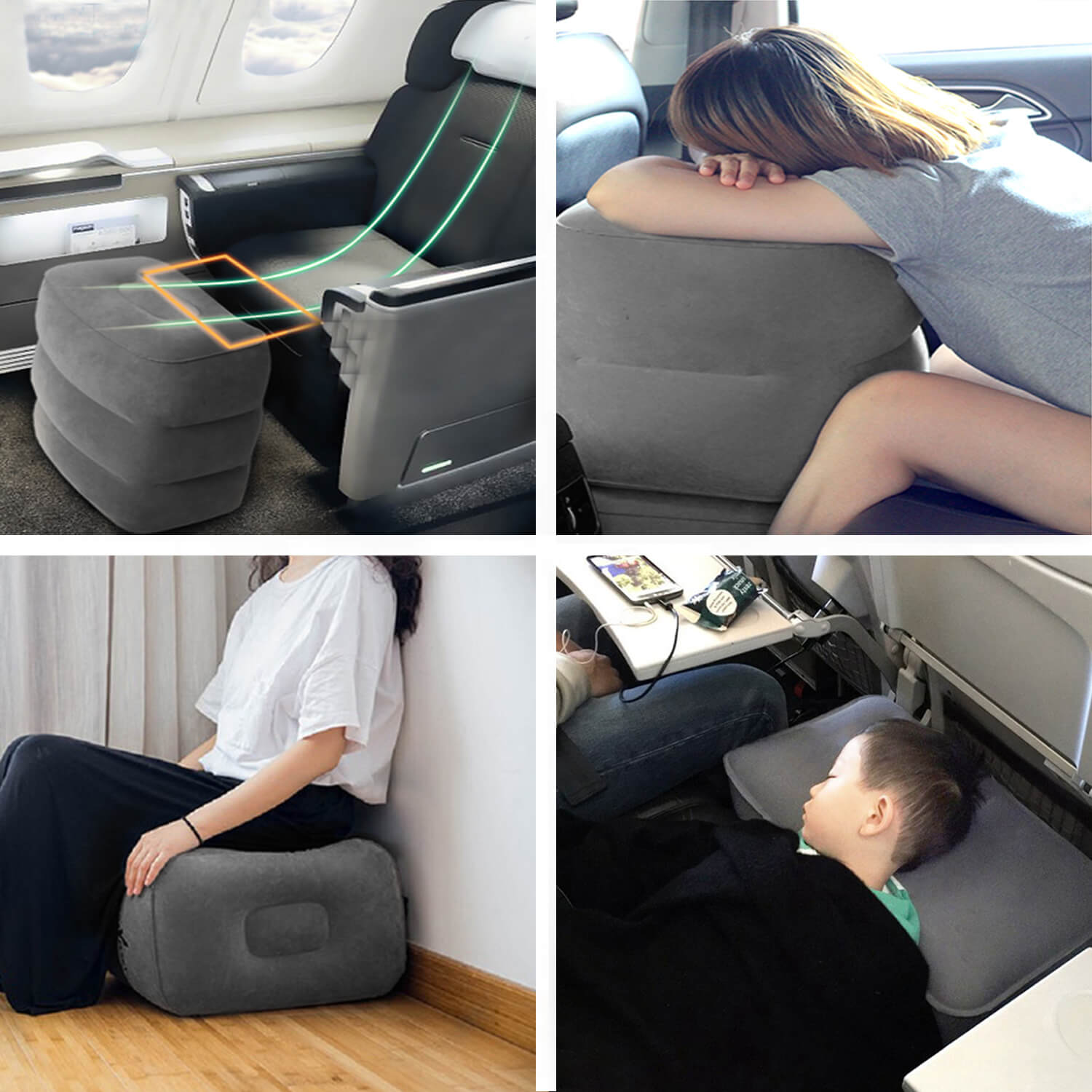 Sofa Under Desk Car Office Inflatable Foot Pad Travel Foot Rest with Inflatable Pillow for Airplane