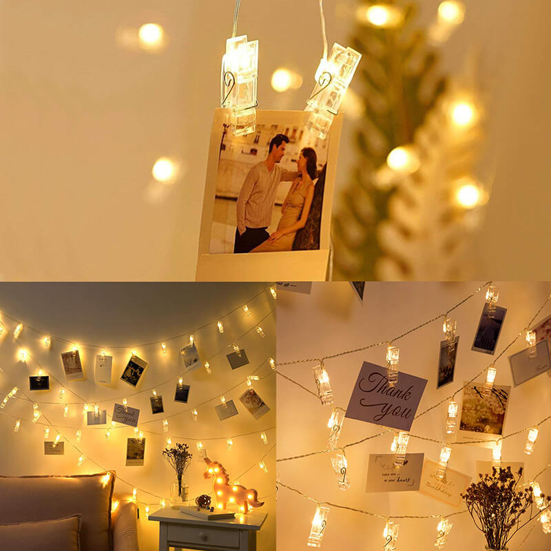 Colorful 10 LED Photo Peg Clip String Light Lamp Chain Party Wedding Decorations 