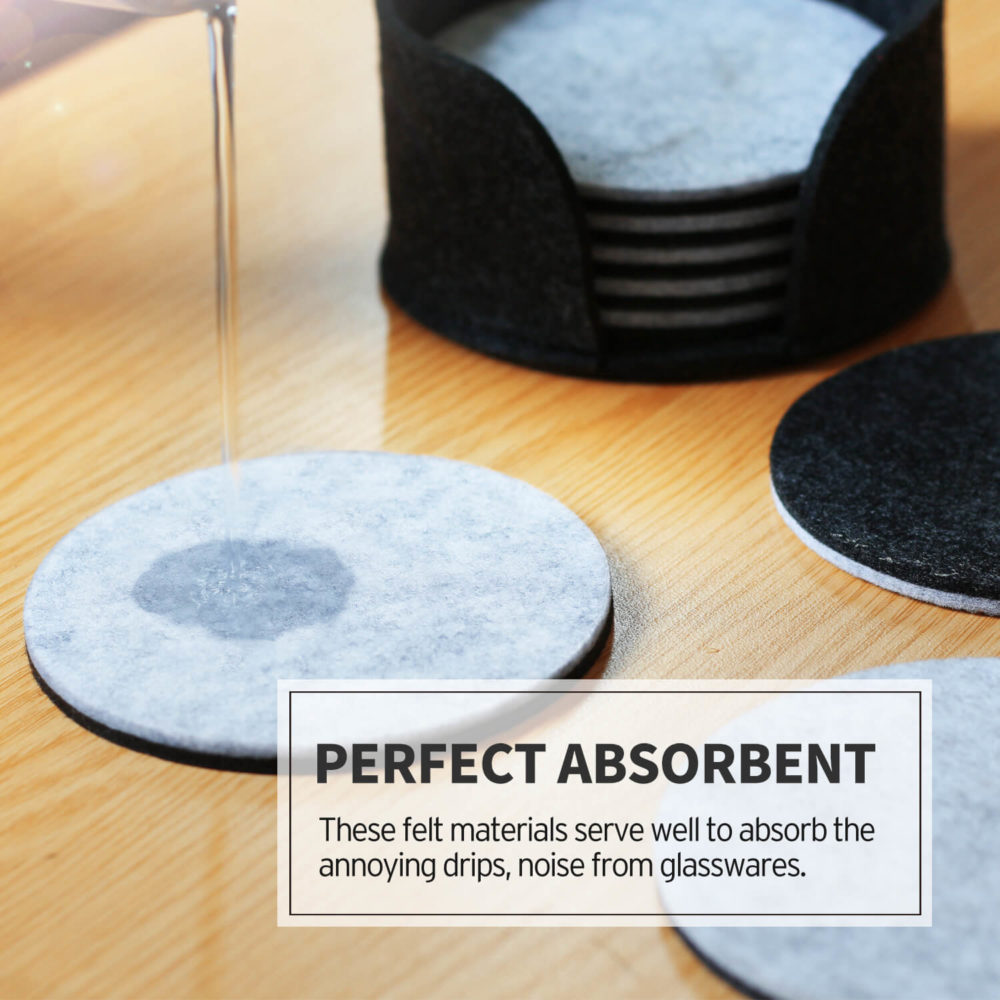 Round Felt Coasters 8pc absorbsent