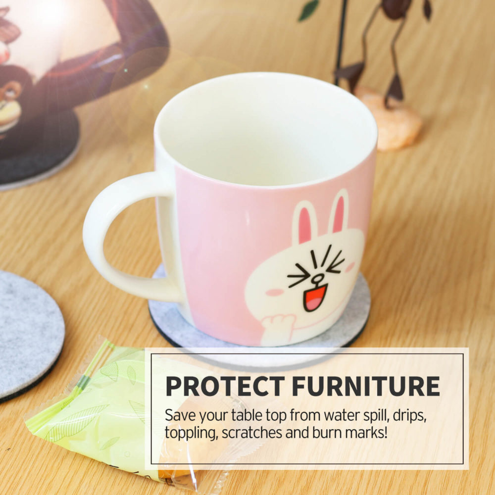 Round Felt Coasters 8pc protect furniture