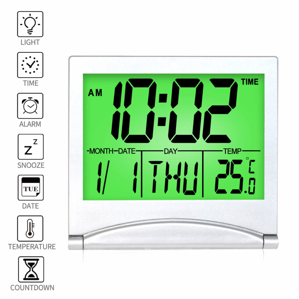 Digital Travel Alarm Clock with Green Backlight Betus