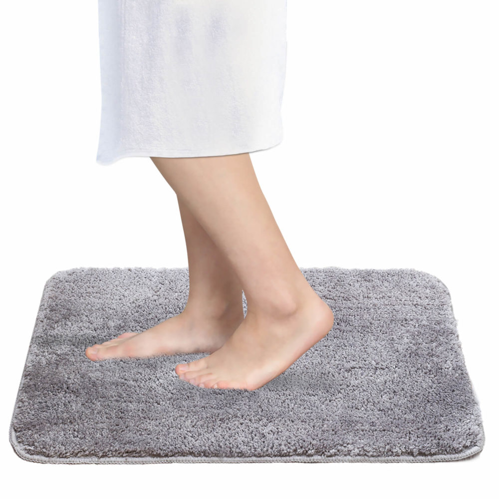 Luxury Shaggy Bath Mat 24x16 Inch (Grey) Betus