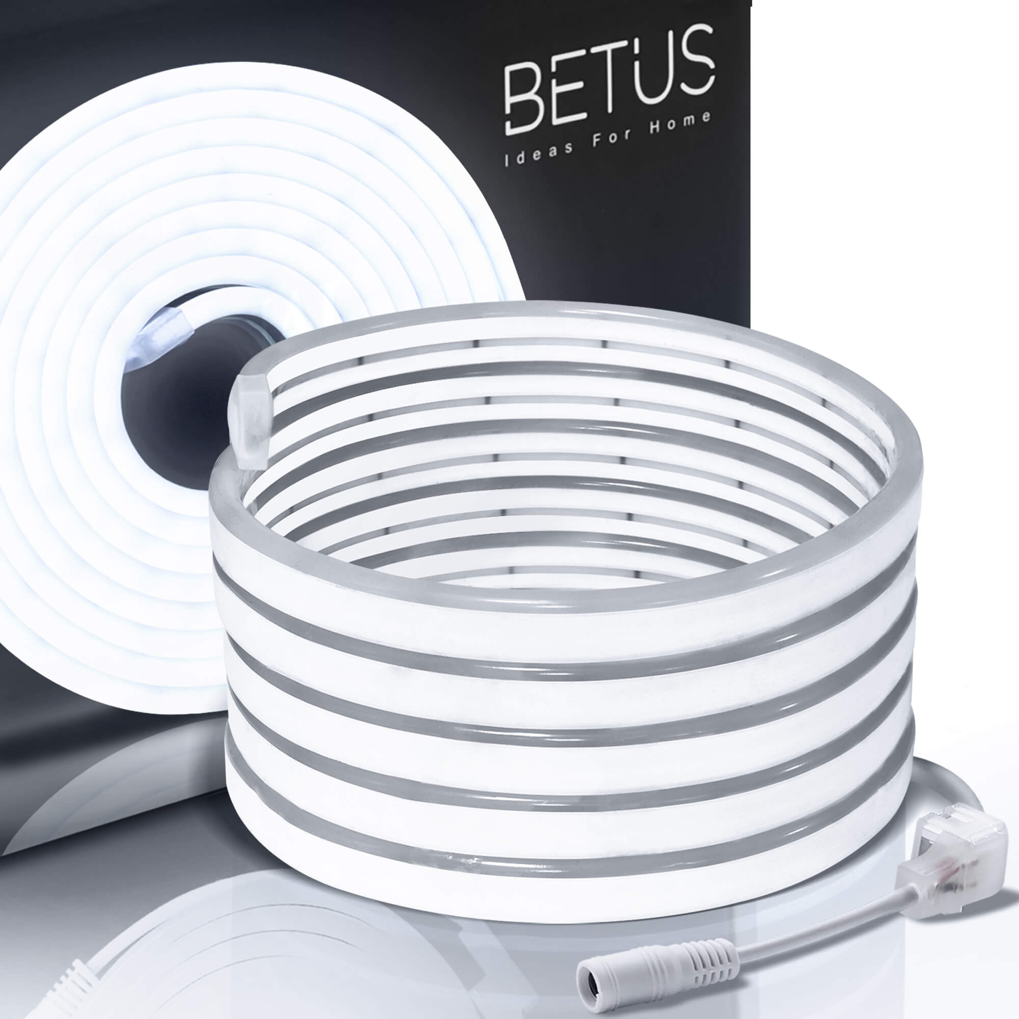 Betus LED Neon Rope Lights - Cool White Flexible Strip Light with Mounting Clips