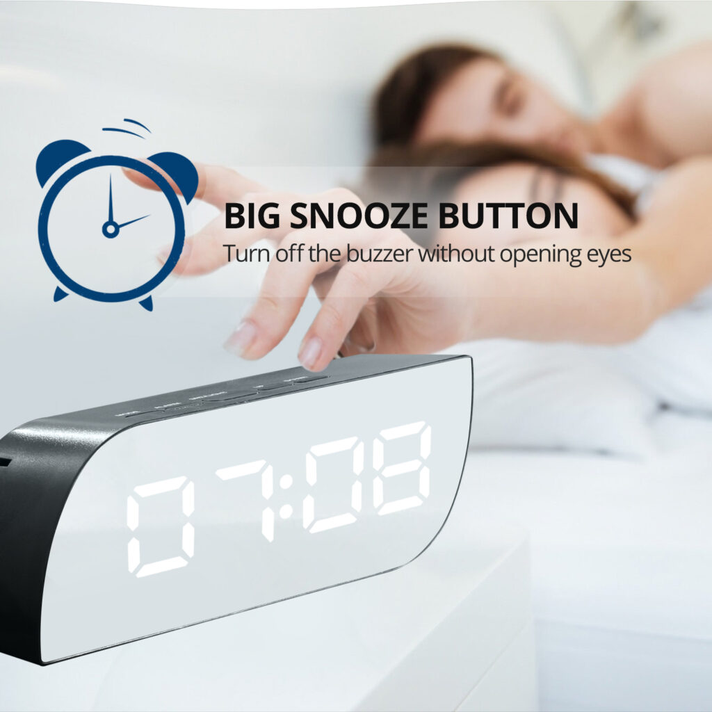 Aesthetic Digital Alarm Clock Mirror Surface Betus