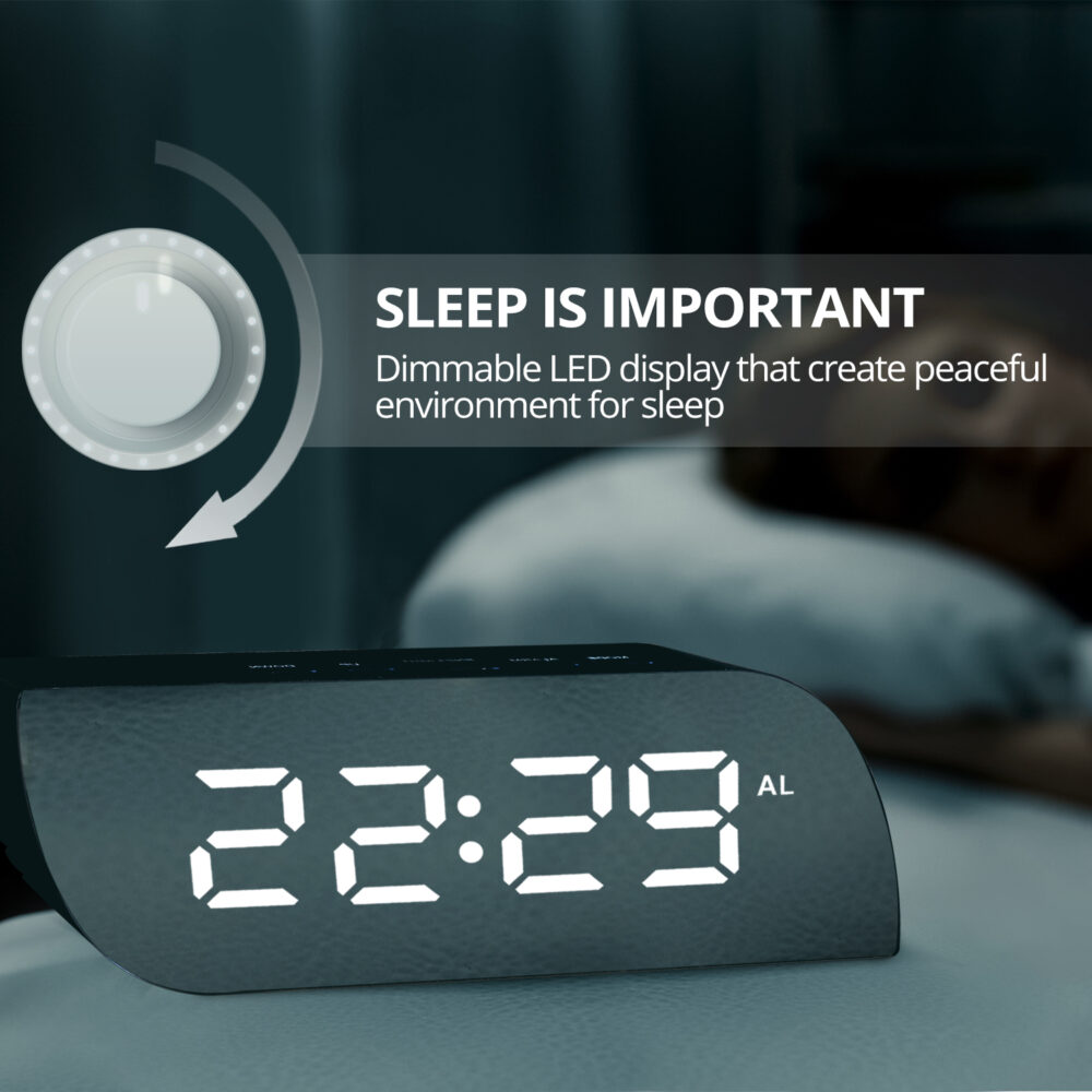 Aesthetic Digital Alarm Clock Mirror Surface - Image 5
