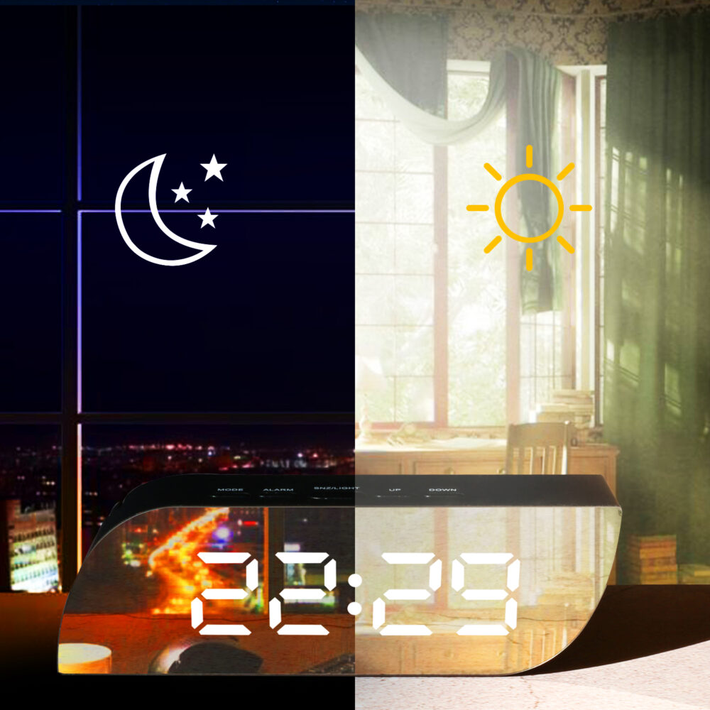 Aesthetic Digital Alarm Clock Mirror Surface - Image 4