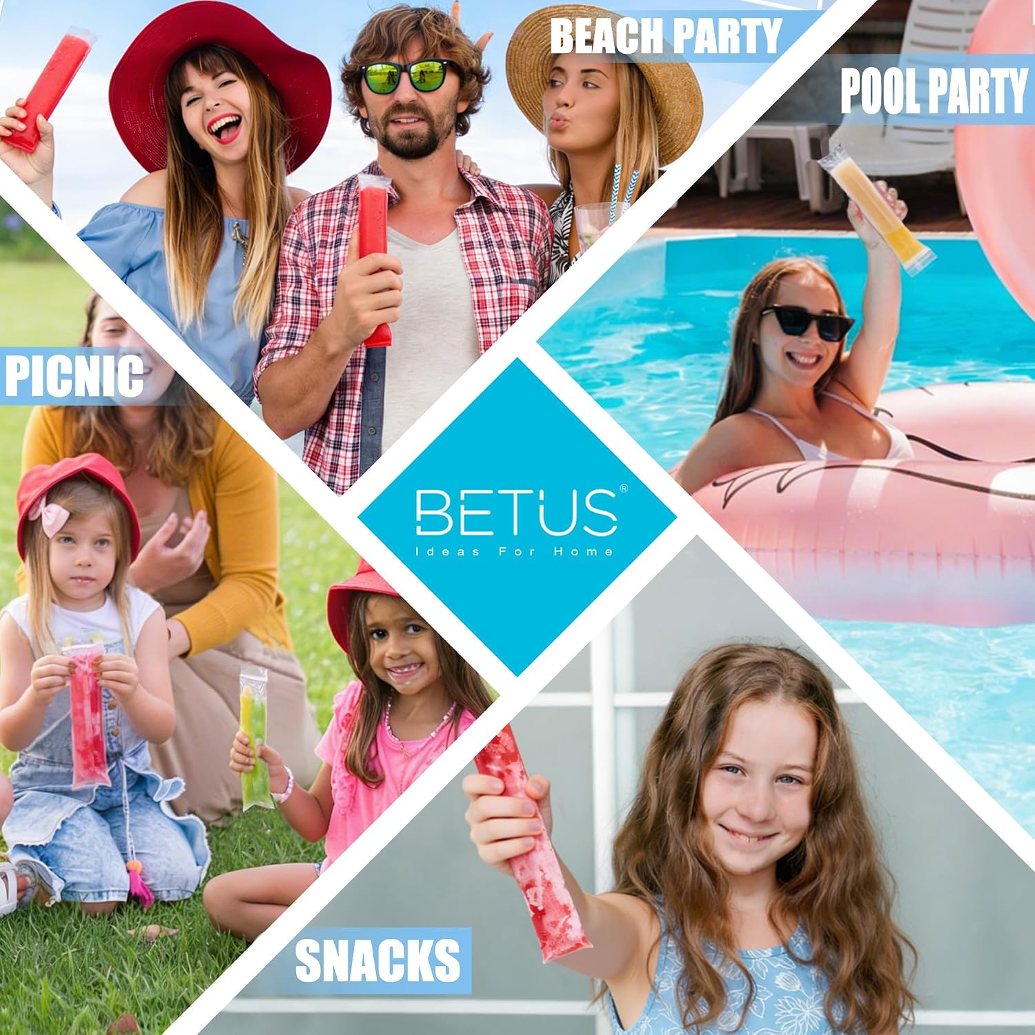100 Pack Ice Pop Bags with Funnel