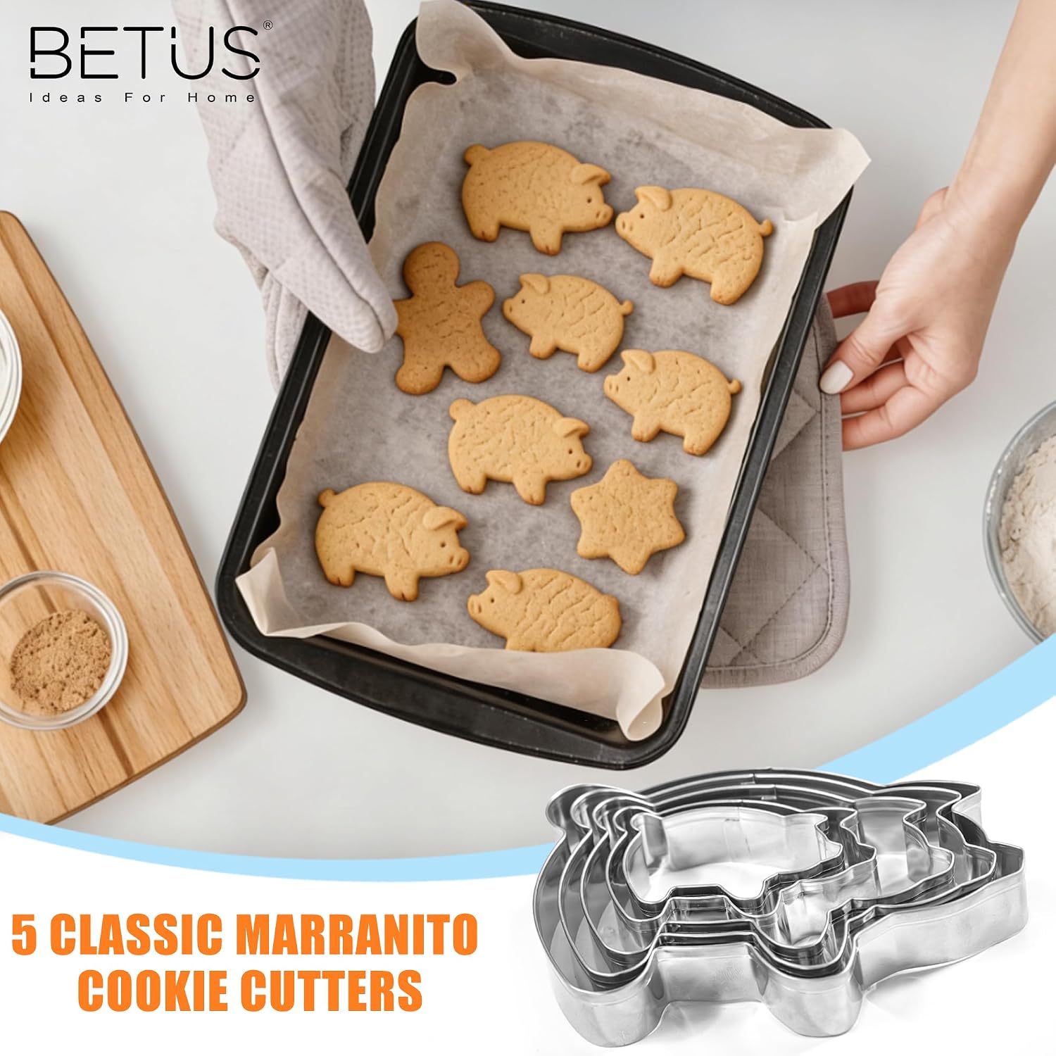 Mexican Concha Bread Cutter and 5Pcs Marranito Pig Cookie Cutters Set